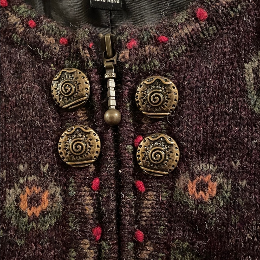 Women’s Icelandic Design full zip wool cardigan. Size Large - Picture 5 of 7